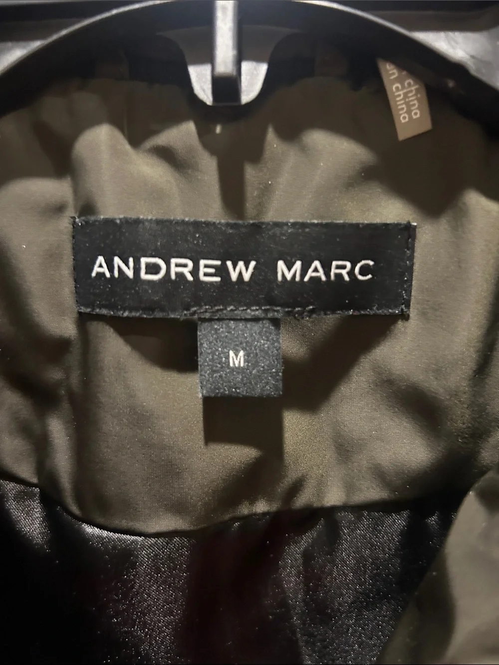 Andrew Marc Quilted Olive Men's Puffer Vest with Black Trim medium